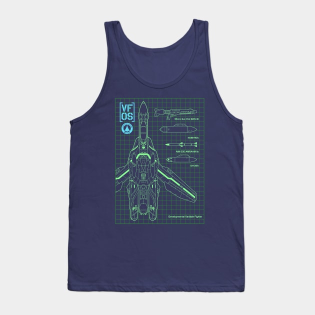 Macross VF0S Blueprint Tank Top by don_kuma